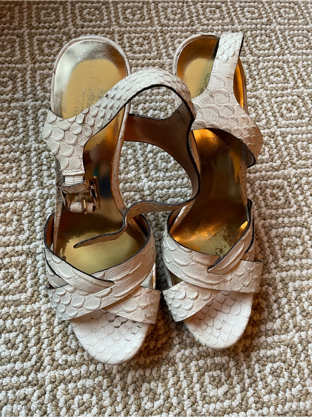 Coach Snakeskin Platform Strappy Sandal
